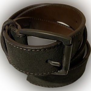 WILL Leather Goods Genuine Leather and suede Dark Brown Belt- measures 4…